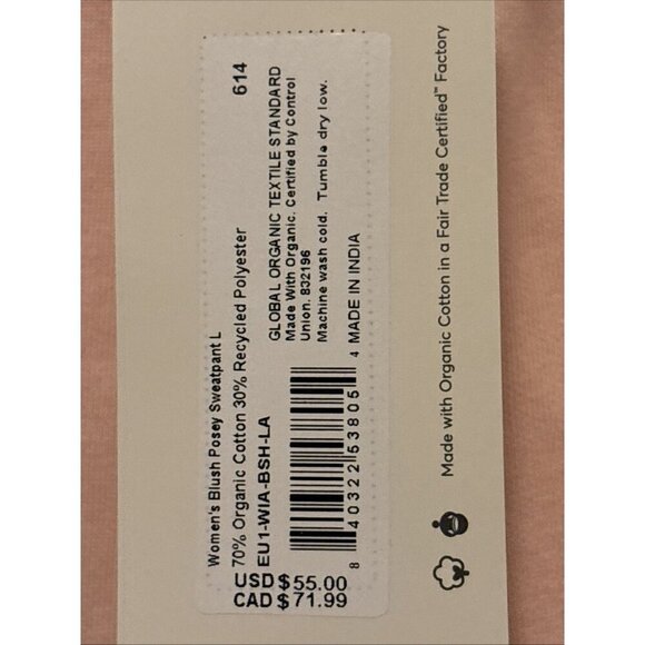 Pact Courtside Fleece Split Ankle Wide Leg Sweatpants Blush Posey Women's M NWT - Picture 3 of 7